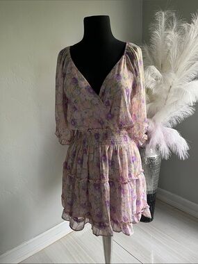 Lush Lavender Floral Tiered Mini Dress